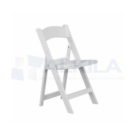 Silla america plegable con asiento polipiel blanco